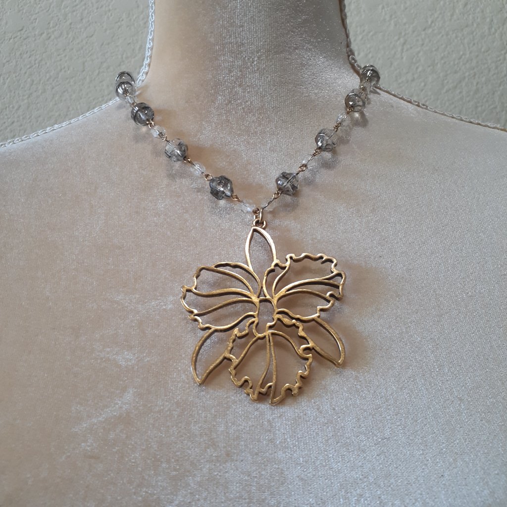 John Wind Crystal And Orchid Necklace